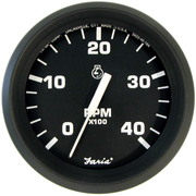 Faria Beede Instruments Euro Black 4" Tachometer - 4,000 RPM (Diesel - Mechanical Takeof 32842